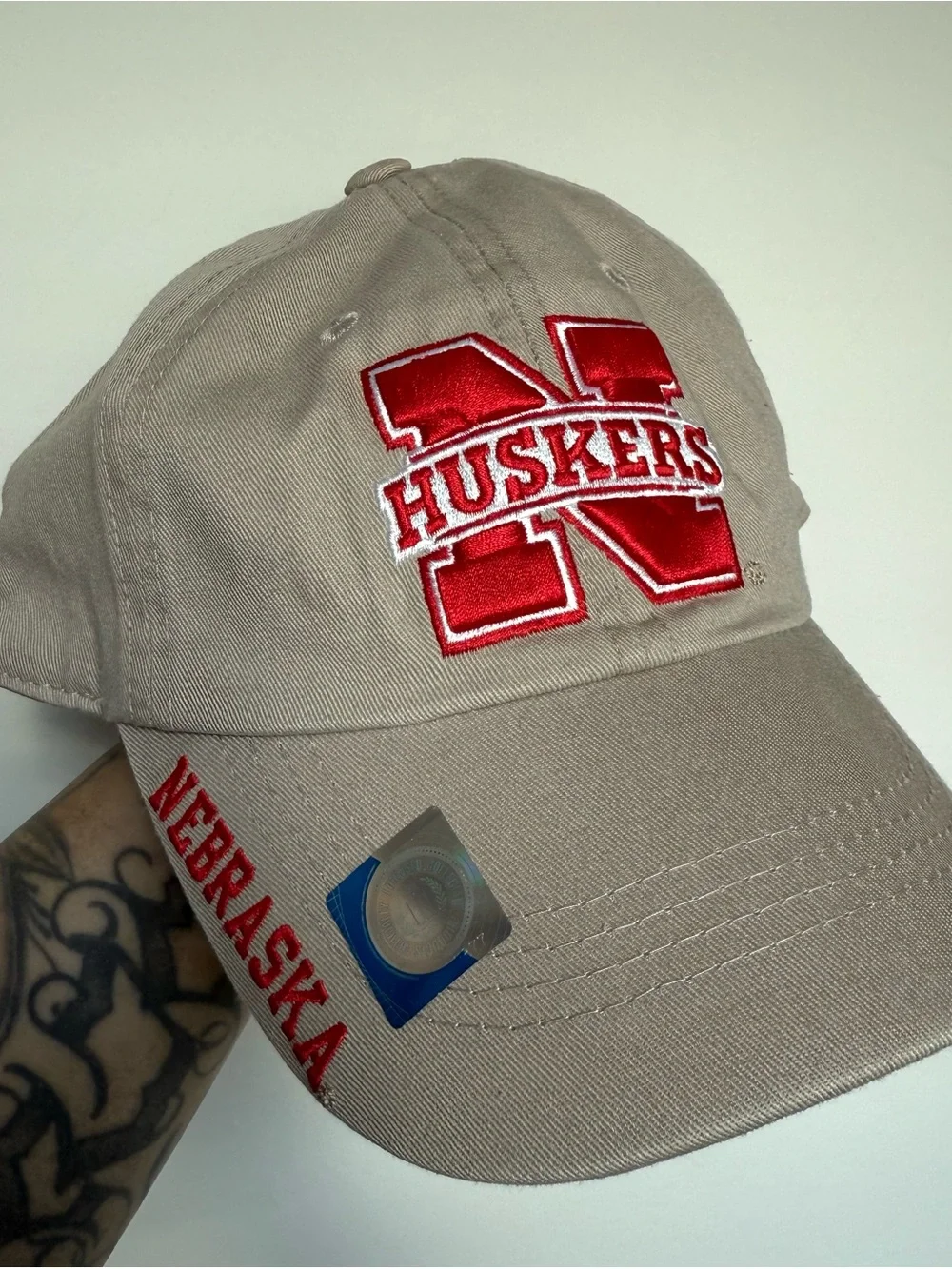 Russell Athletic Beige Nebraska Huskers Cap with Red Embroidery